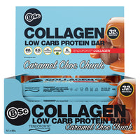 BSc Body Science Collagen Protein Bar 60g Caramel Choc Chunk Box