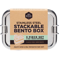 Ever Eco S/Steel Stackable Bento 2 Tier + Mini Snack Container 1200Ml