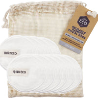 Ever Eco Reusable Bamboo Facial Pads White With Cotton Wash Bag