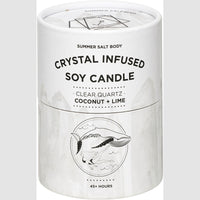 Summer Salt Body Crystal Soy Candle Clear Quartz Coconut & Lime