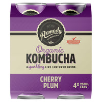 Remedy Organic Kombucha Multipack Cherry Plum 250Ml Can 4Pk