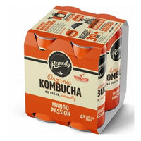 Remedy Organic Kombucha Multipack Mango Passion 250Ml Can 4Pk
